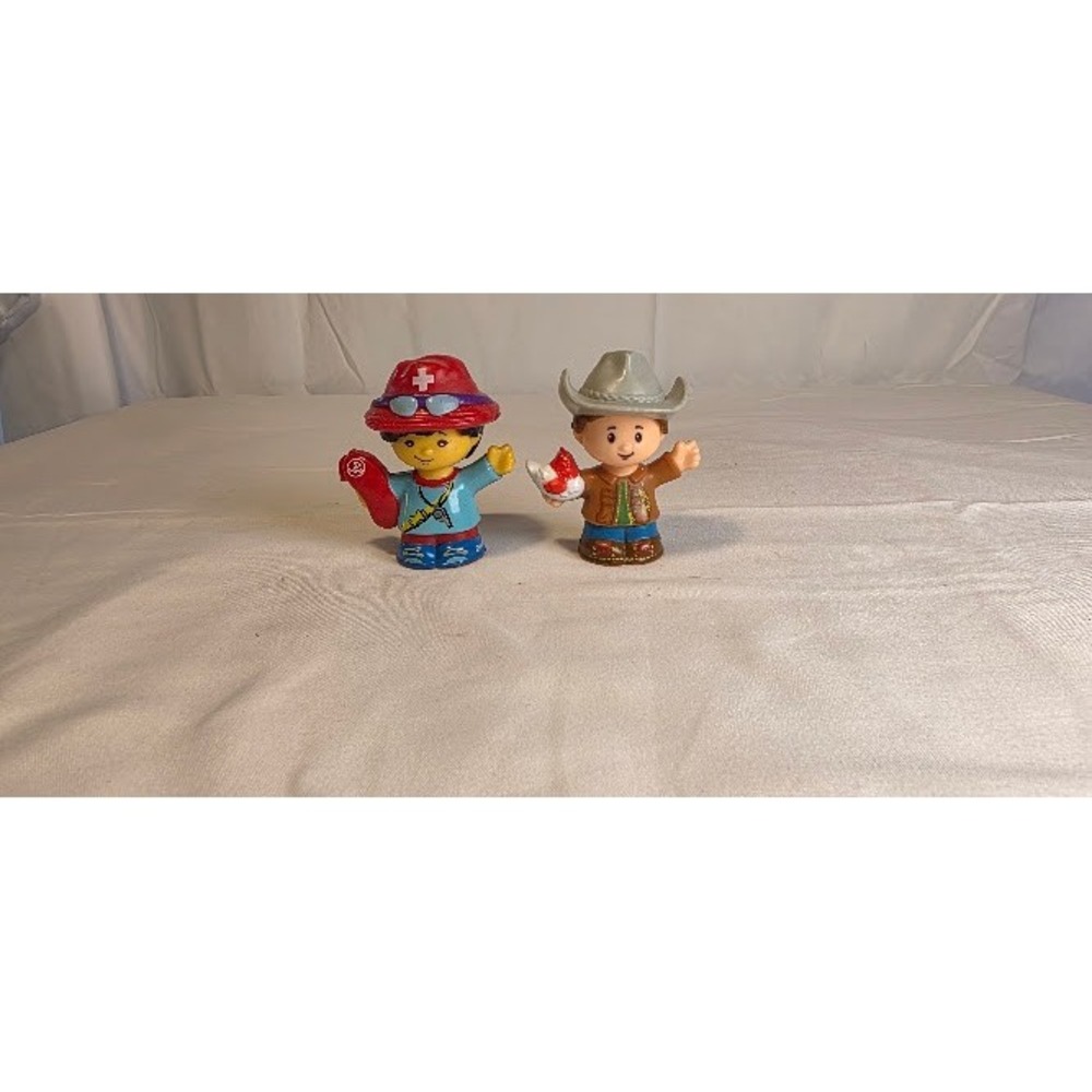 Fisher Price Little People Lifeguard and Cowboy Chicken Figures Lot of 2